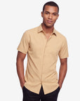 Solid Stretch Short Sleeve Shirt - Gold