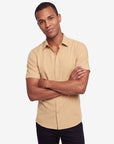 Solid Stretch Short Sleeve Shirt - Gold