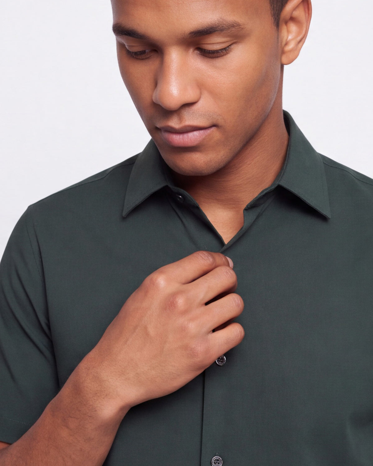 Solid Stretch Short Sleeve Shirt - Hunter Green