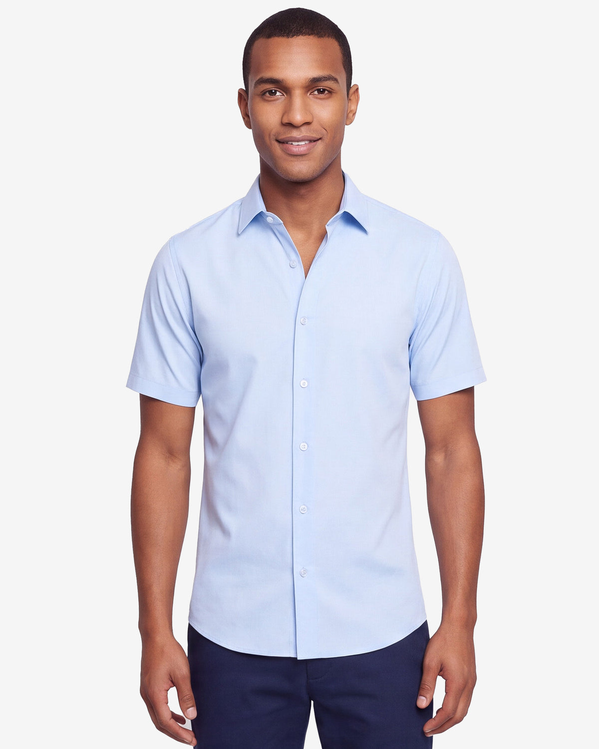Solid Stretch Short Sleeve Shirt - Sky Blue