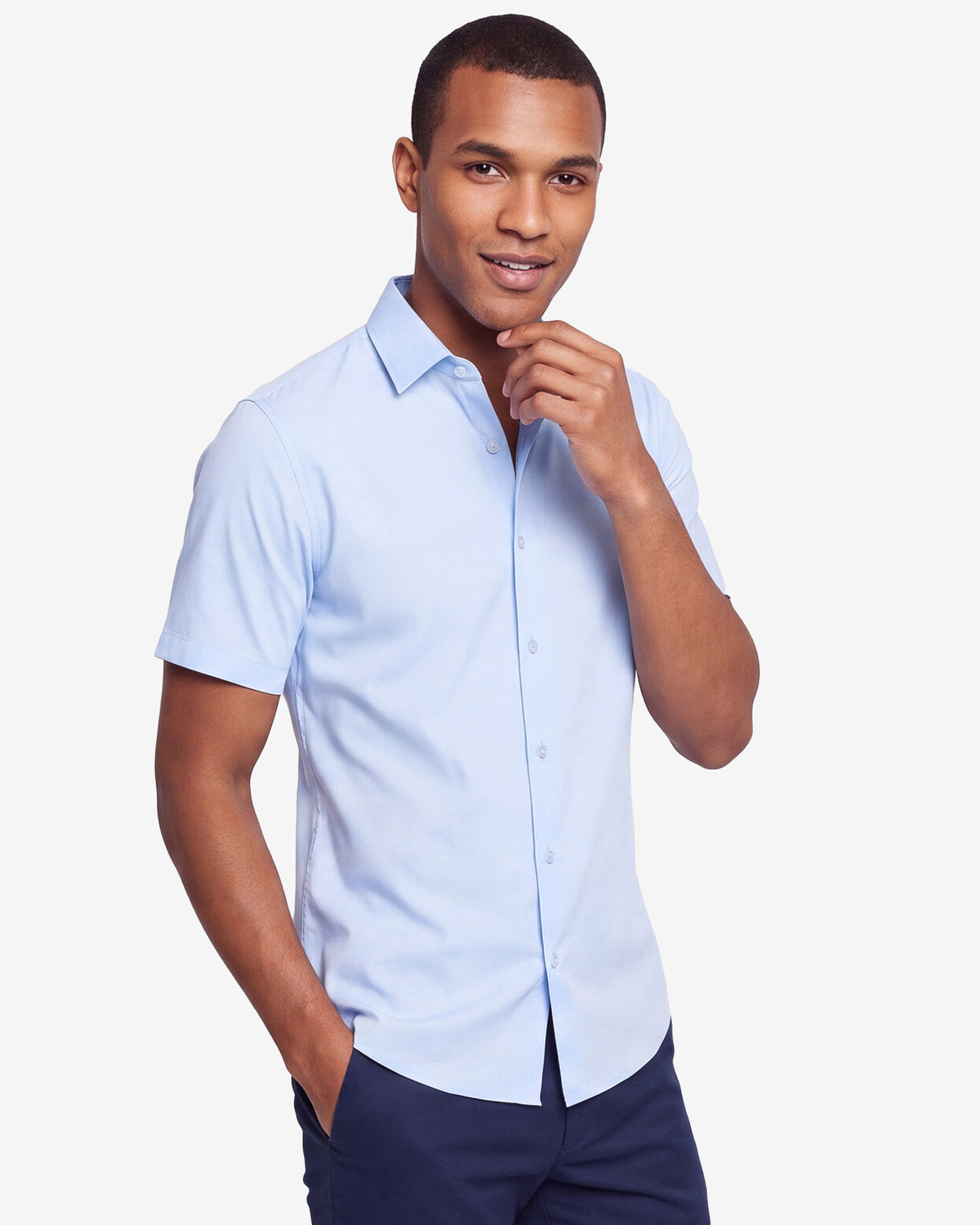 Solid Stretch Short Sleeve Shirt - Sky Blue