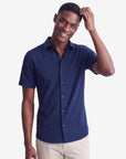 Solid Stretch Short Sleeve Shirt - Navy