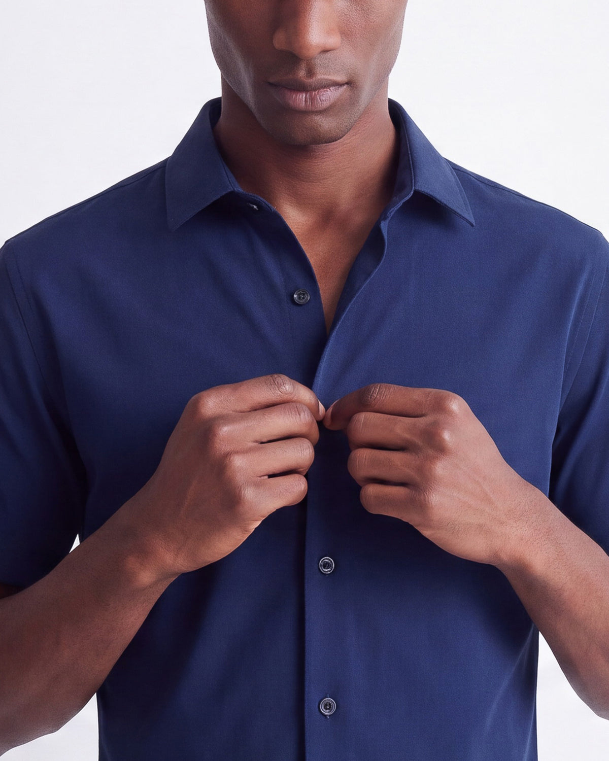 Solid Stretch Short Sleeve Shirt - Navy
