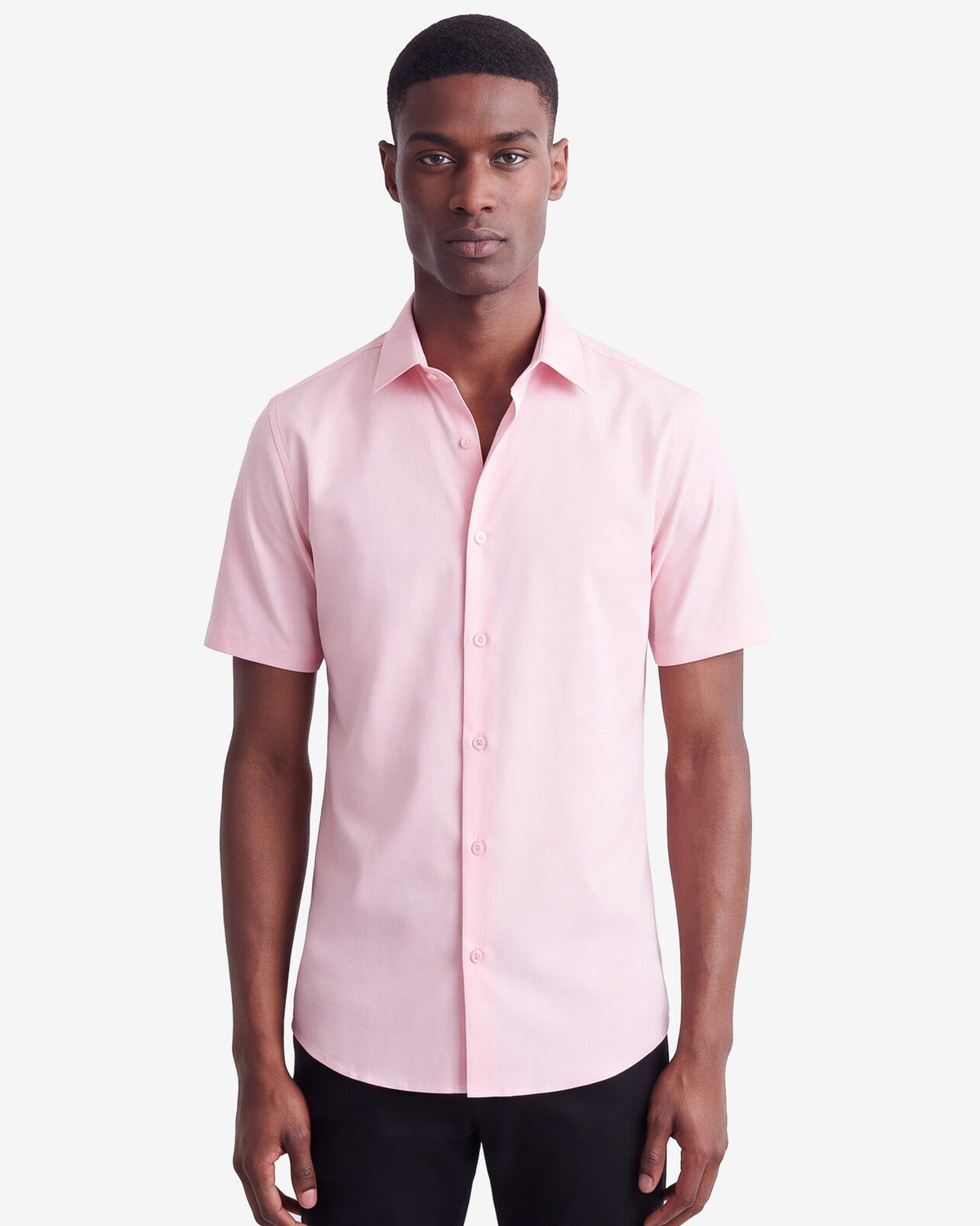 Solid Stretch Short Sleeve Shirt - Pink