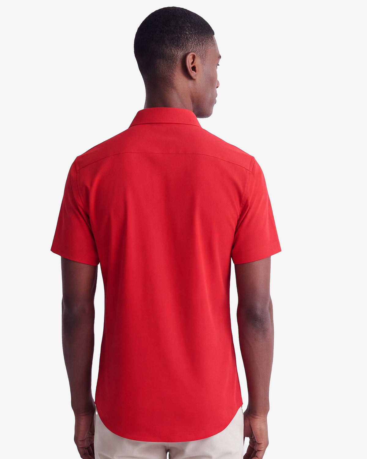 Solid Stretch Short Sleeve Shirt - Red