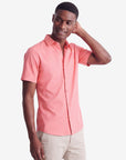 Solid Stretch Short Sleeve Shirt - Salmon