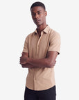 Solid Stretch Short Sleeve Shirt - Tan
