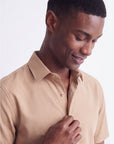 Solid Stretch Short Sleeve Shirt - Tan