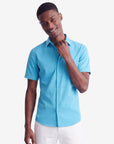 Solid Stretch Short Sleeve Shirt - Turquoise