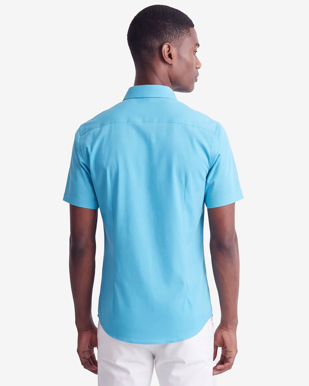 Solid Stretch Short Sleeve Shirt - Turquoise