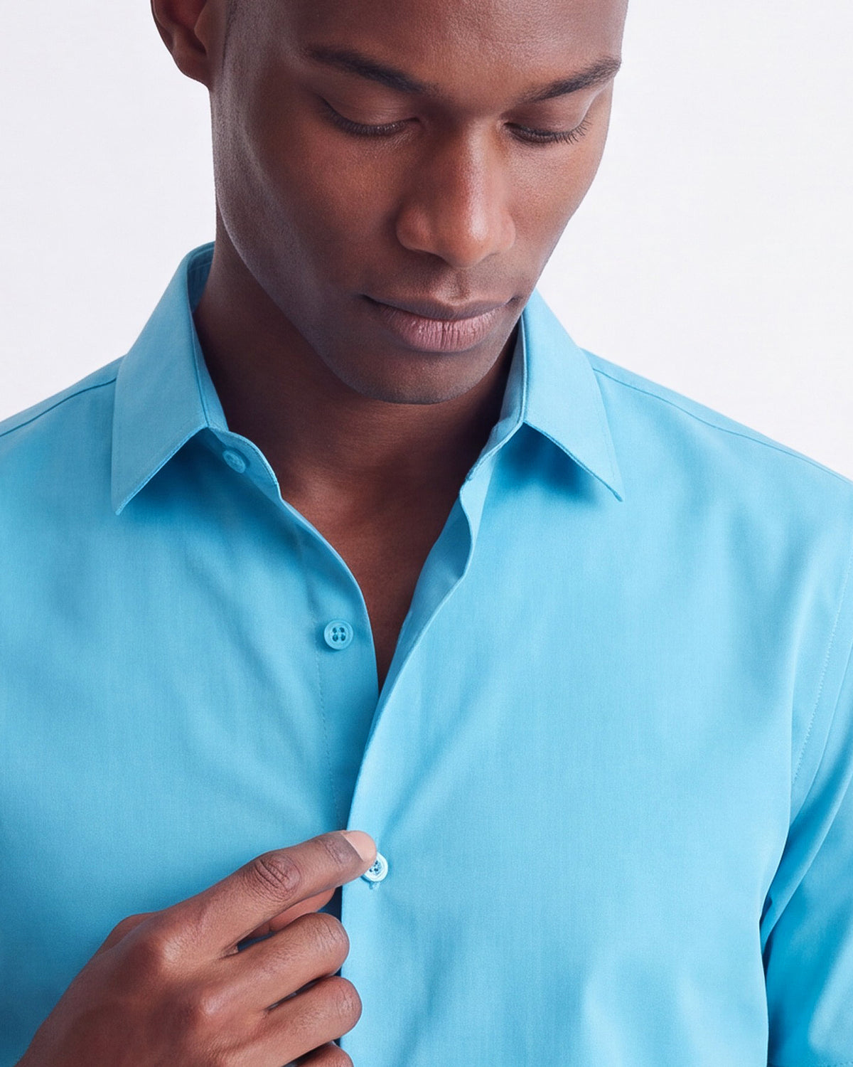 Solid Stretch Short Sleeve Shirt - Turquoise