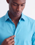 Solid Stretch Short Sleeve Shirt - Turquoise