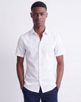 Solid Stretch Short Sleeve Shirt - White