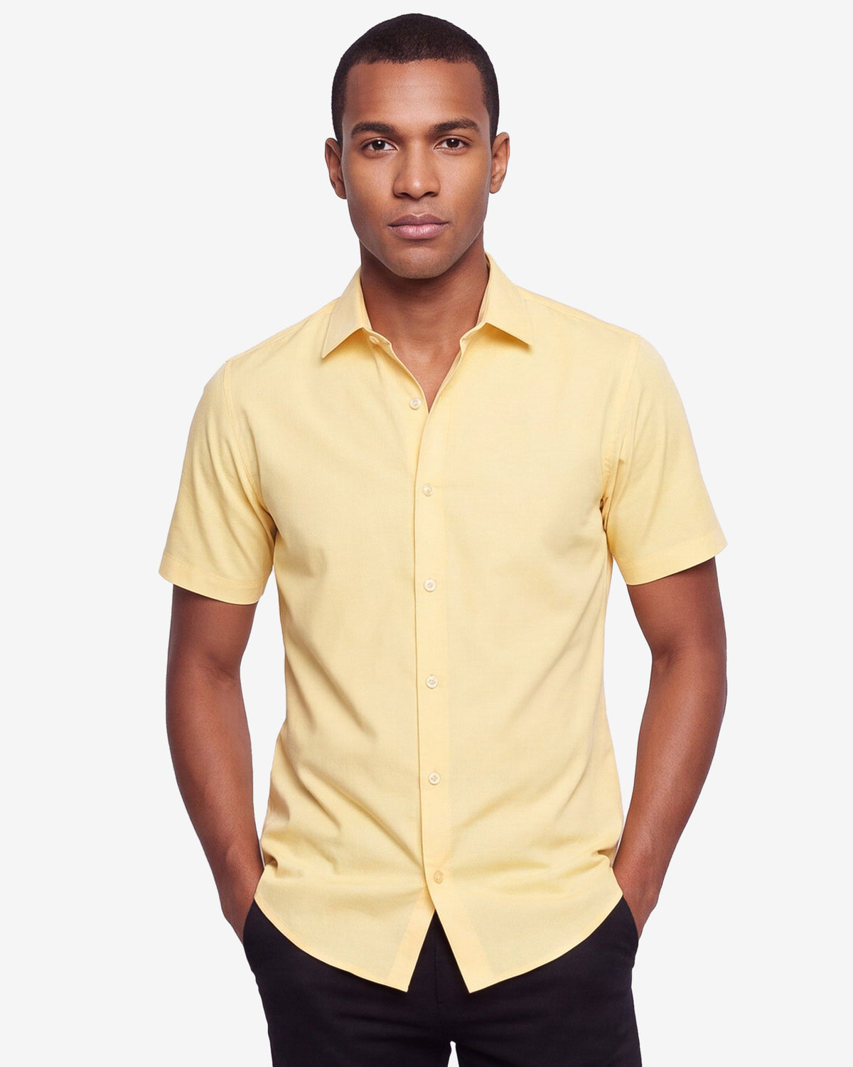 Solid Stretch Short Sleeve Shirt - Yellow