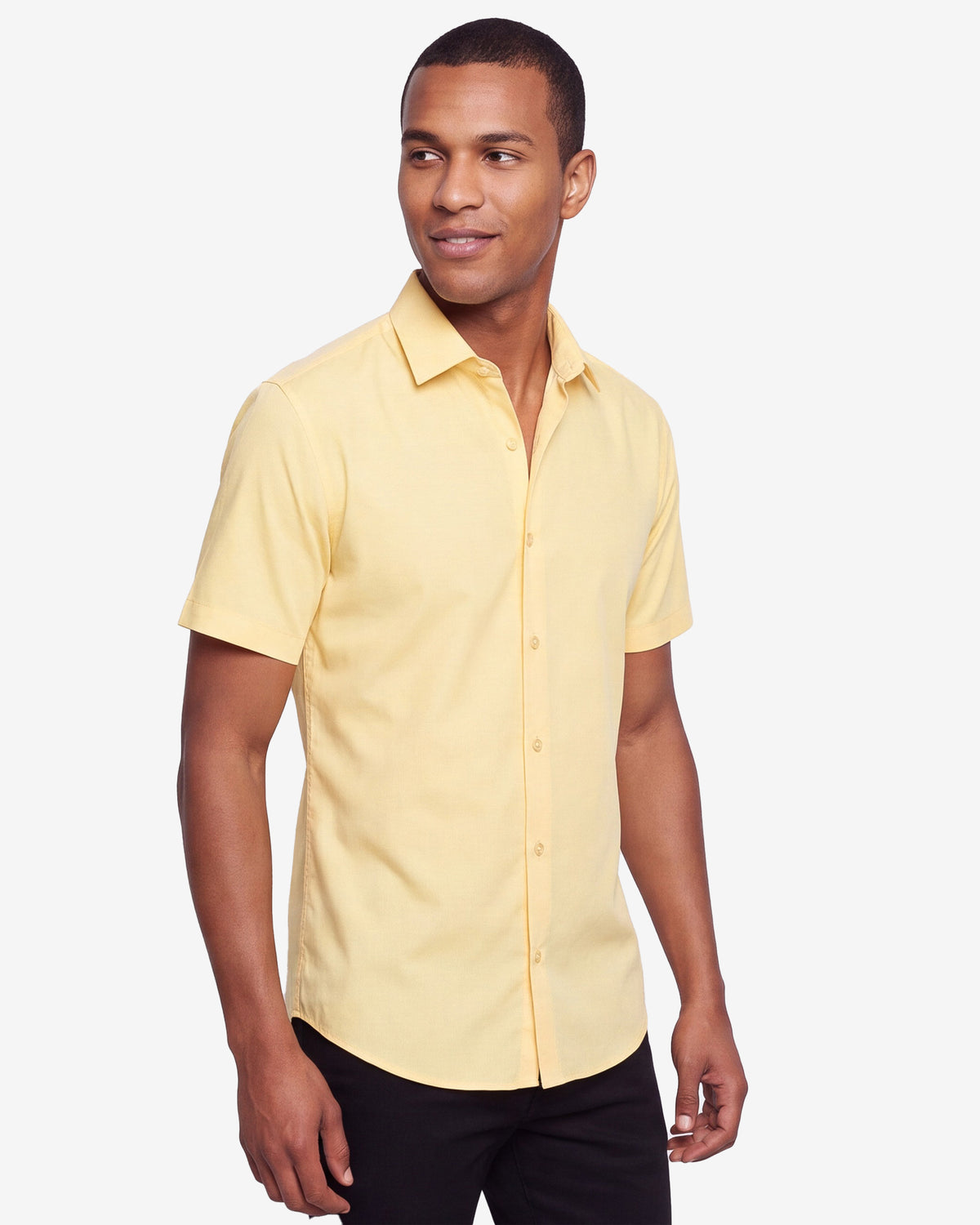 Solid Stretch Short Sleeve Shirt - Yellow
