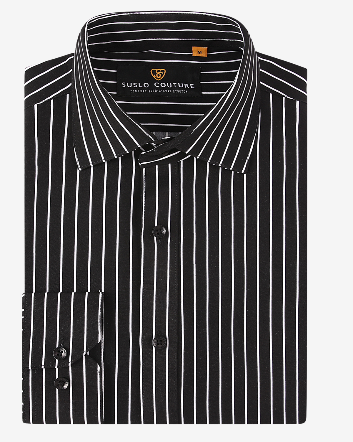 Black &amp; White Classic Pinstripe Dress Shirt