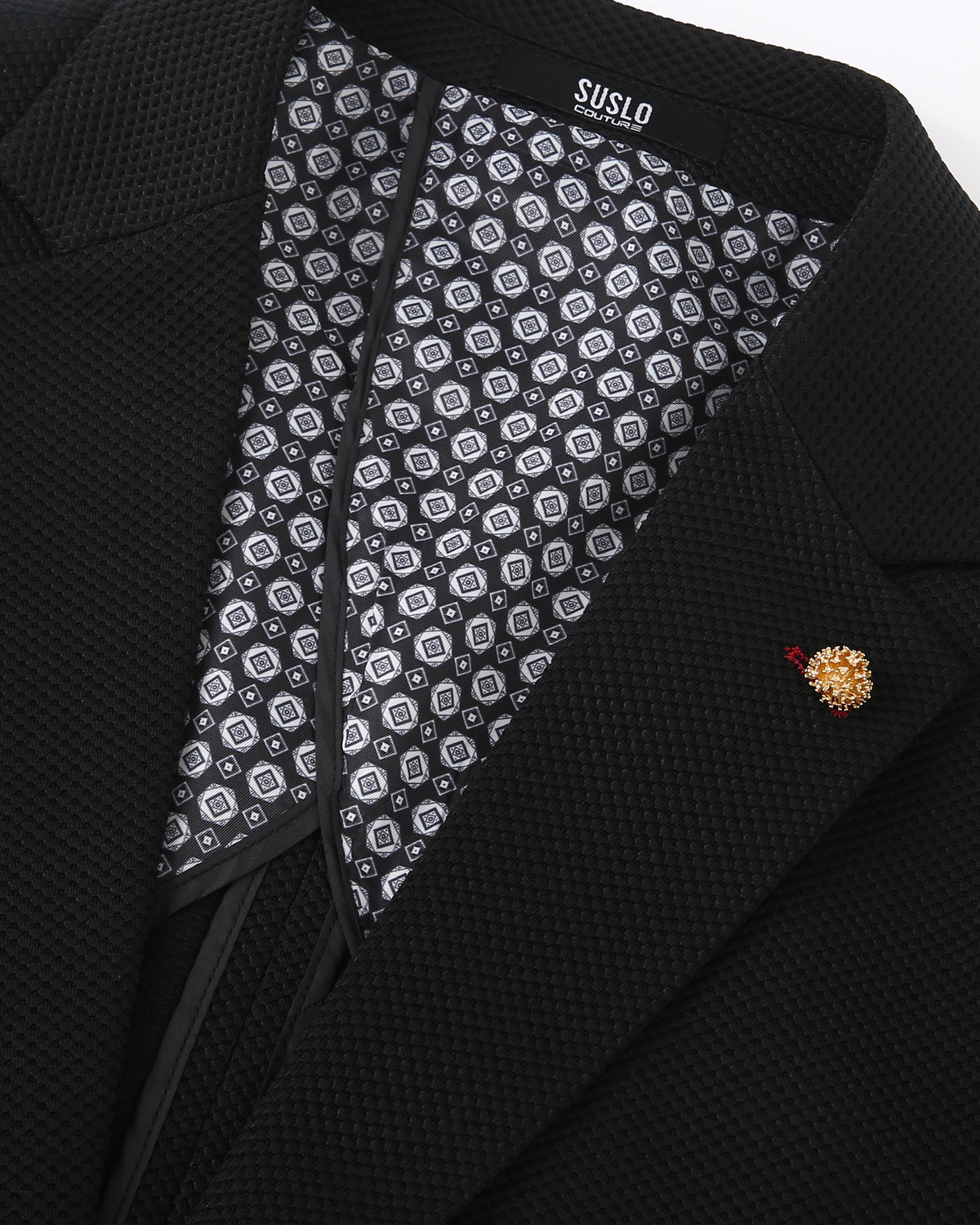 Waffle Textured Blazer - Black