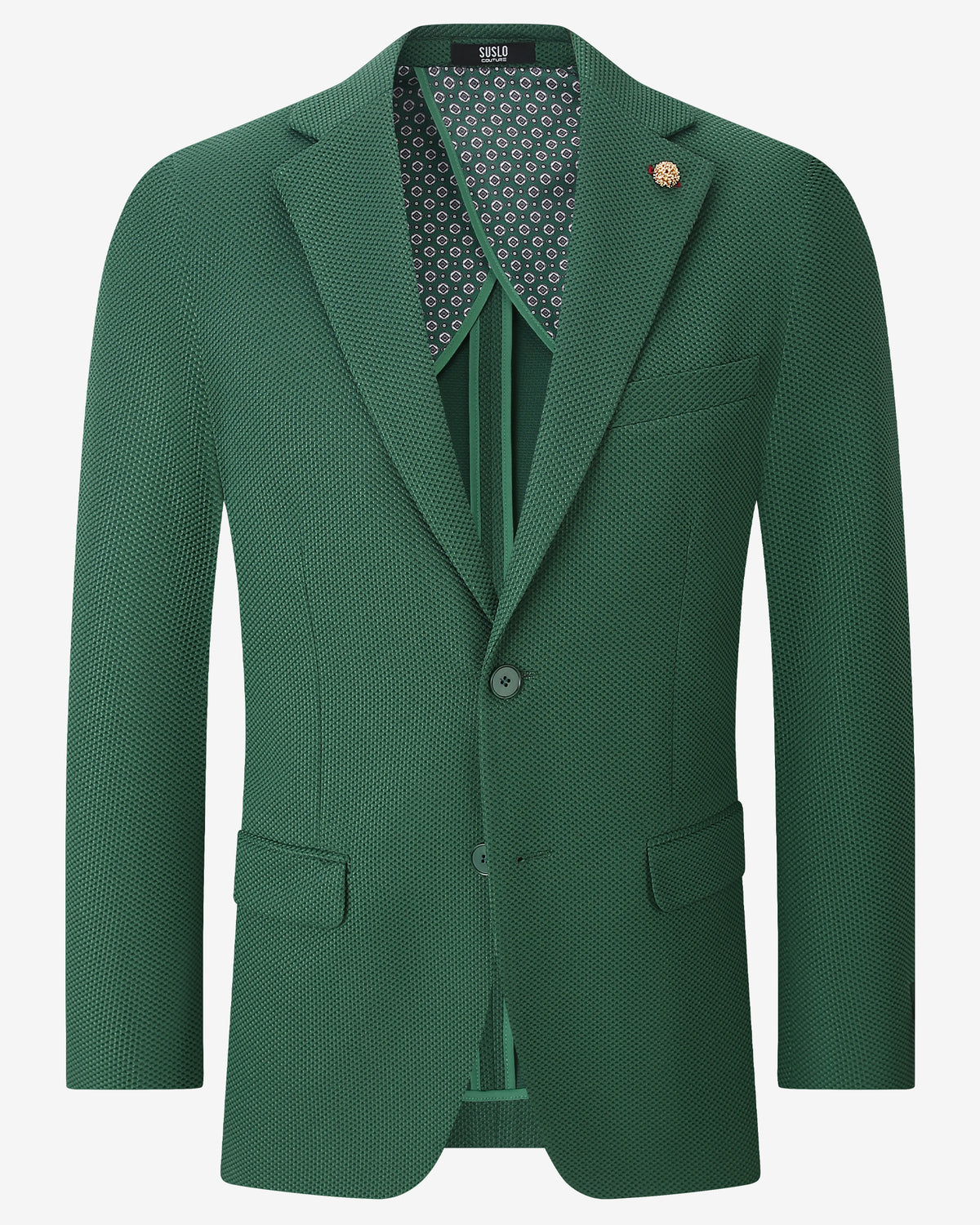 Waffle Textured Blazer - Green
