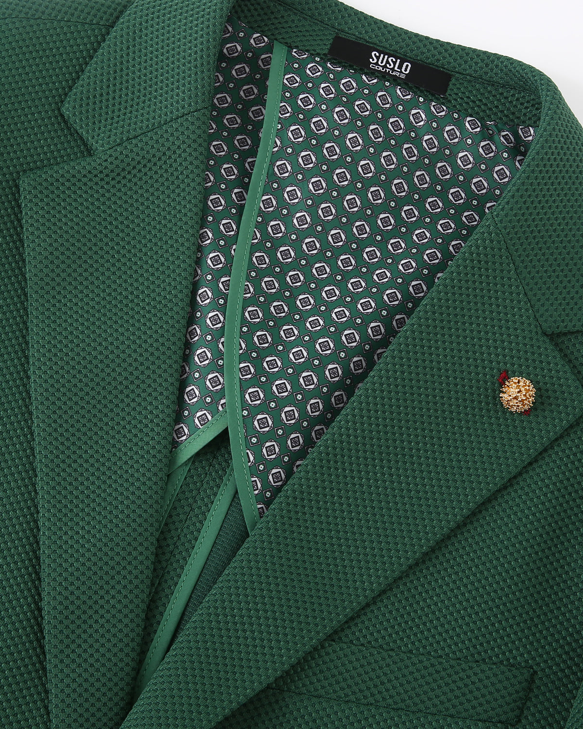 Waffle Textured Blazer - Green
