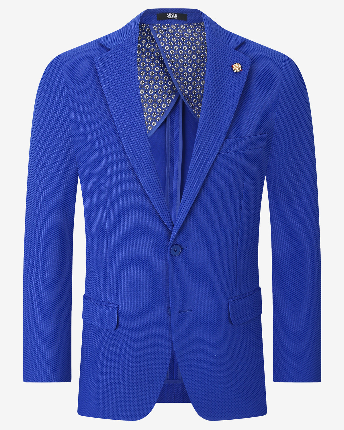 Waffle Textured Blazer - Royal Blue