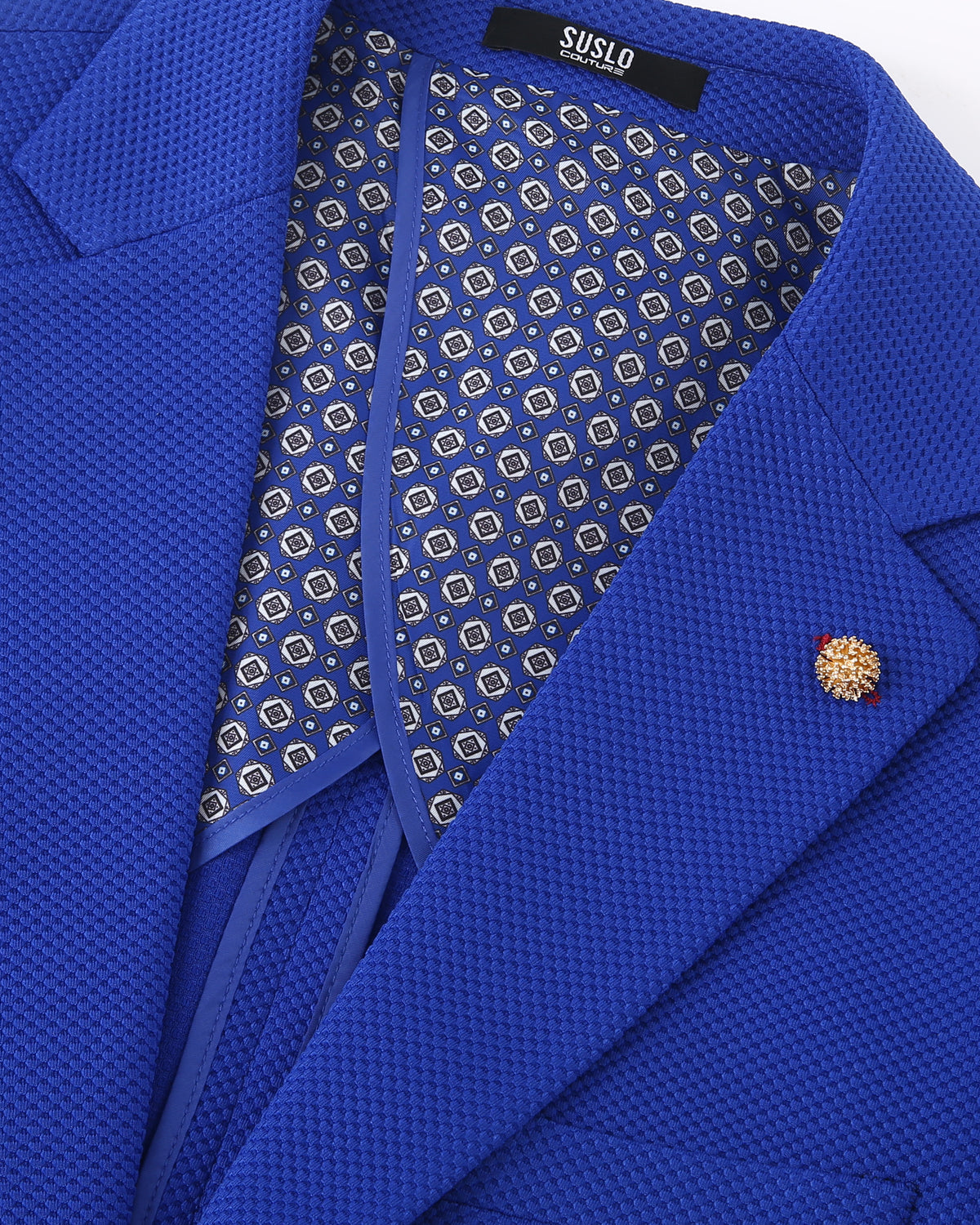 Waffle Textured Blazer - Royal Blue