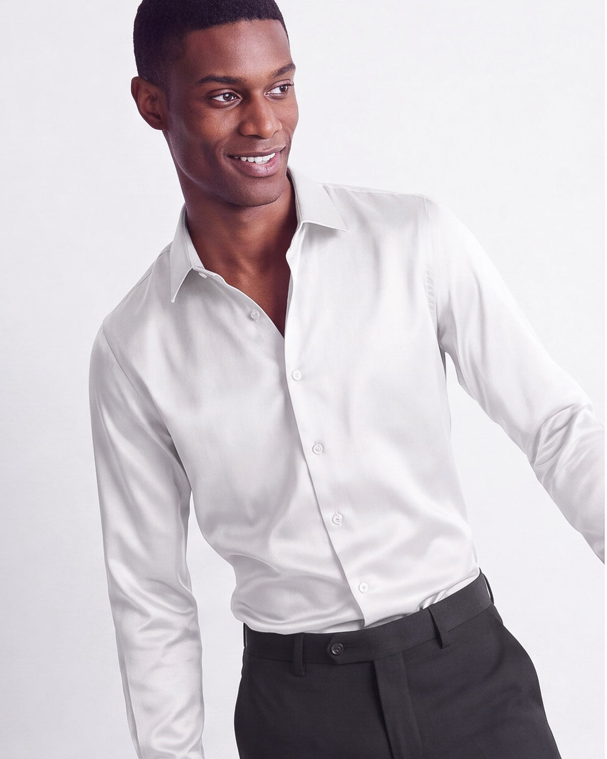 Satin Banded Collar Solid - White (Copy)