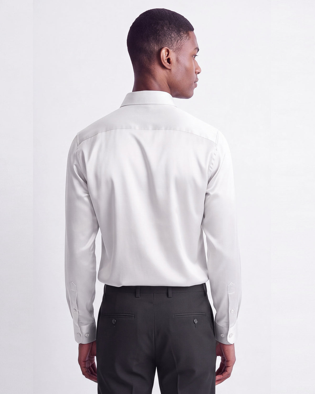 Satin Banded Collar Solid - White (Copy)