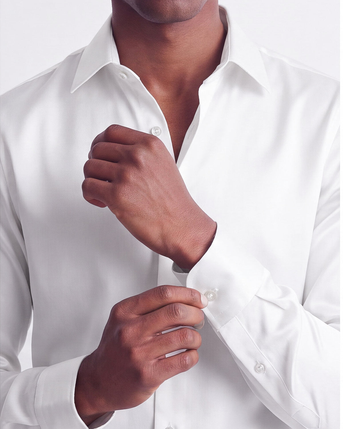Satin Banded Collar Solid - White (Copy)