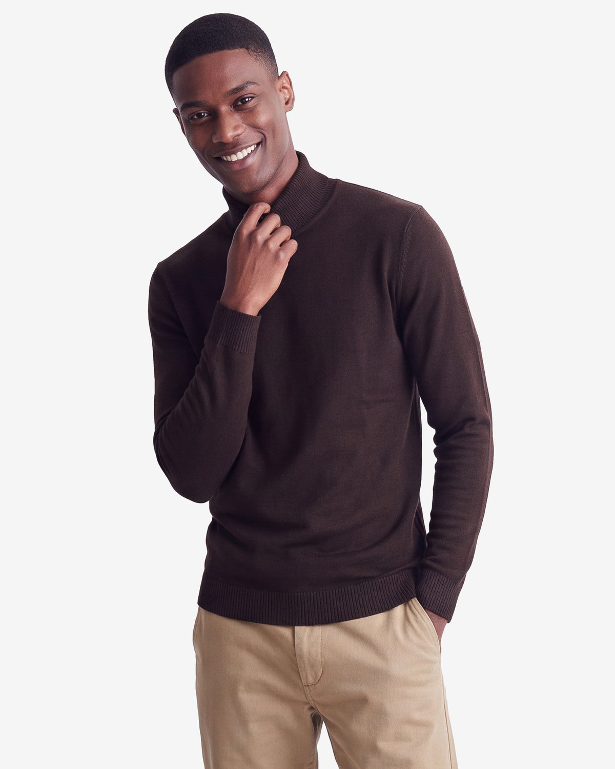 Solid Turtleneck - Brown