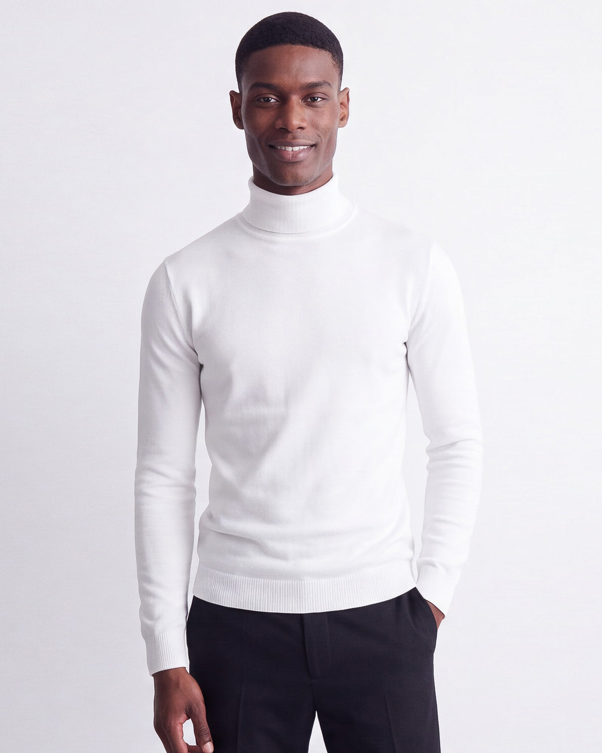 Solid Turtleneck - White