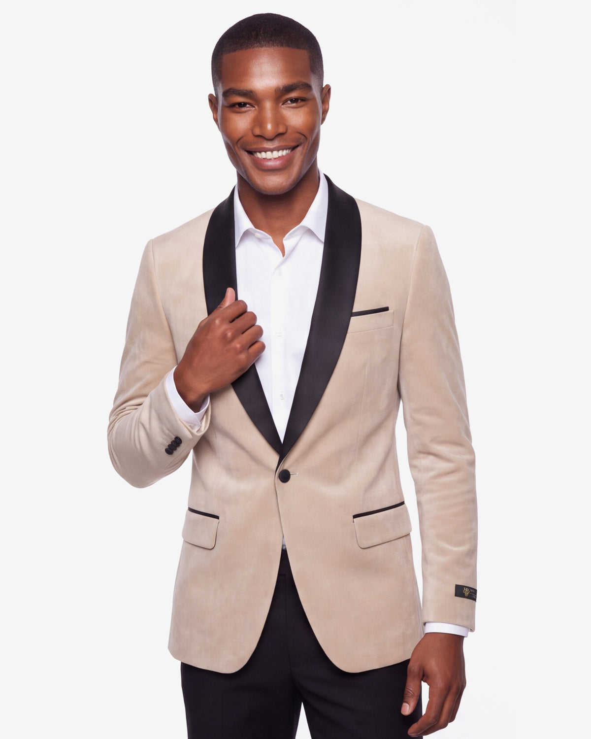 Velvet Shall Lapel Blazer - Champagne
