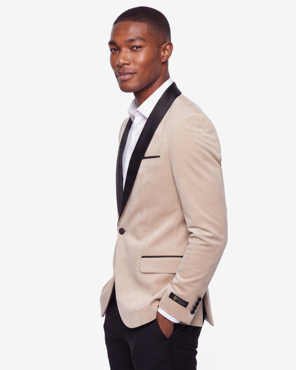 Velvet Shall Lapel Blazer - Champagne