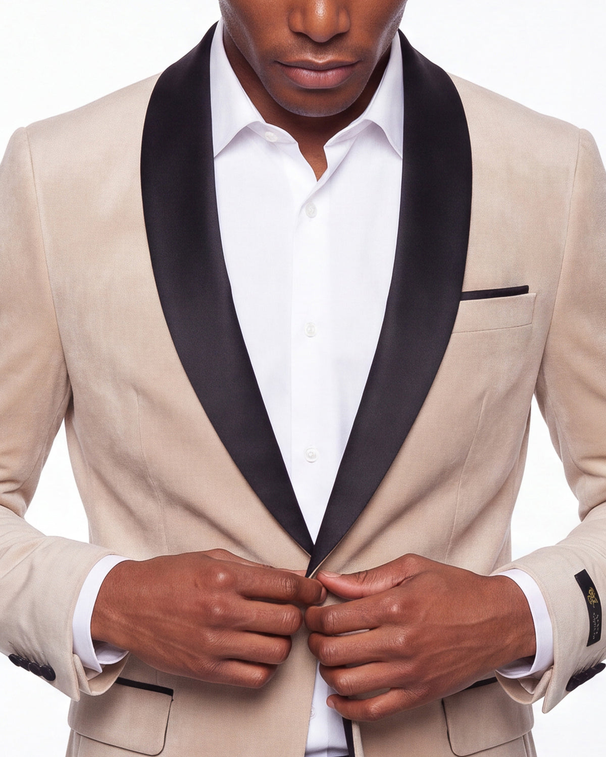 Velvet Shall Lapel Blazer - Champagne