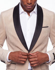 Velvet Shall Lapel Blazer - Champagne
